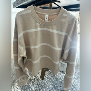Lululemon Athletica Beige Striped Sweatshirt - Cropped Crew - NWT